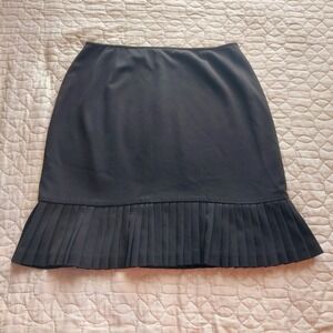 Vintage Y2K Briggs NY Black Pleated Drop Hem Pencil Skirt Size 12 Career Work
